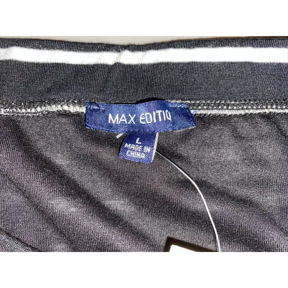 Women's Skirt Black White Stripe Max Edition Size Large 31x20 Lined NEW NWT $68‎